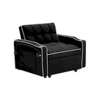 Canapé-lit pliable, canapé moderne en velours convertible, dossier réglable avec port USB, cendrier et support de téléphone pivotant