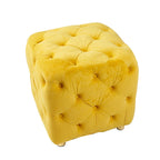 Pouf carré capitonné en velours moderne