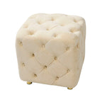 Pouf carré capitonné en velours moderne