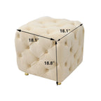 Pouf carré capitonné en velours moderne
