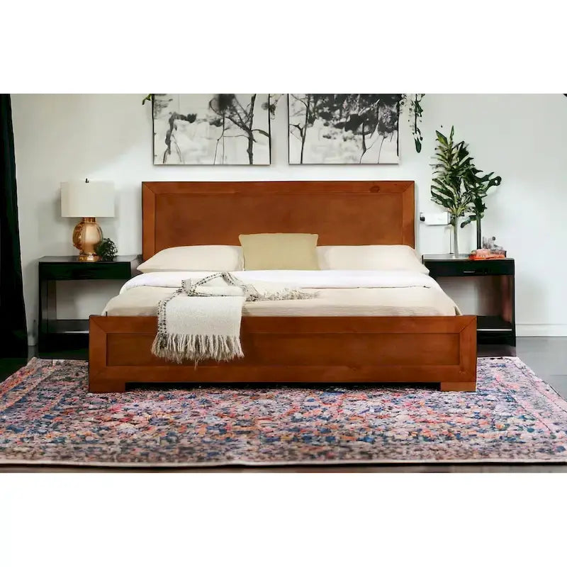  Brown Wood King Bed Frame