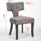 Chaises de salle à manger modernes, chaises d'appoint rembourrées en tissu lin avec dossier incurvé et structure en bois d'hévéa