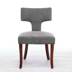 Chaises de salle à manger modernes, chaises d'appoint rembourrées en tissu lin avec dossier incurvé et structure en bois d'hévéa