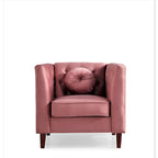 Fauteuil Chesterfield classique en velours avec pieds en bois