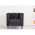 Fauteuil Chesterfield classique en velours avec pieds en bois