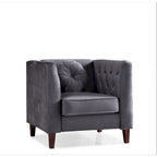 Fauteuil Chesterfield classique en velours avec pieds en bois
