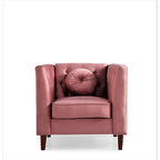 Fauteuil Chesterfield classique en velours avec pieds en bois