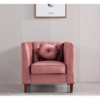 Fauteuil Chesterfield classique en velours avec pieds en bois