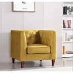 Fauteuil Chesterfield classique en velours avec pieds en bois