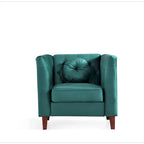 Fauteuil Chesterfield classique en velours avec pieds en bois