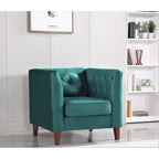Fauteuil Chesterfield classique en velours avec pieds en bois