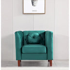 Fauteuil Chesterfield classique en velours avec pieds en bois