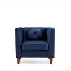 Fauteuil Chesterfield classique en velours avec pieds en bois