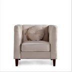Fauteuil Chesterfield classique en velours avec pieds en bois