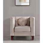 Fauteuil Chesterfield classique en velours avec pieds en bois