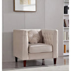 Fauteuil Chesterfield classique en velours avec pieds en bois