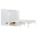 Lit mural escamotable Full/Queen avec grand tiroir de rangement, lit armoire escamotable peu encombrant avec prises et ports USB