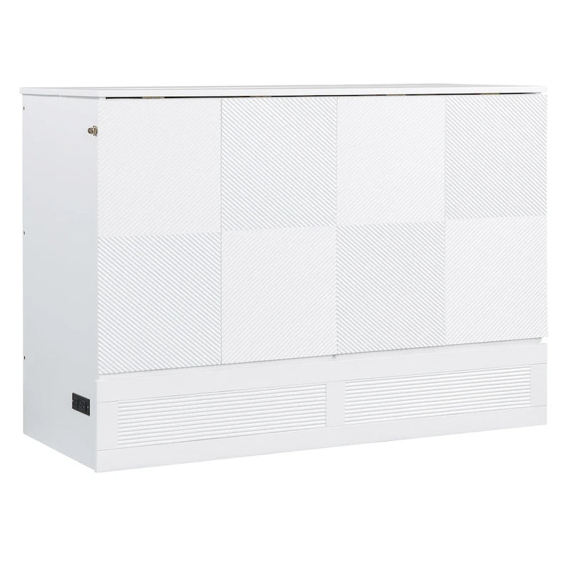 Lit mural escamotable Full/Queen avec grand tiroir de rangement, lit armoire escamotable peu encombrant avec prises et ports USB