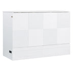 Lit mural escamotable Full/Queen avec grand tiroir de rangement, lit armoire escamotable peu encombrant avec prises et ports USB