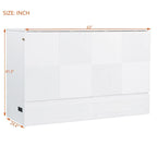 Lit mural escamotable Full/Queen avec grand tiroir de rangement, lit armoire escamotable peu encombrant avec prises et ports USB