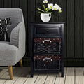  Black Night Stand 3 Tiers 1 Drawer Bedside End Table Organizer