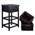 Table de Chevet Noire 3 Niveaux 1 Tiroir Rangement d'Appoint