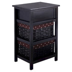 Table de Chevet Noire 3 Niveaux 1 Tiroir Rangement d'Appoint