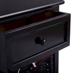 Table de Chevet Noire 3 Niveaux 1 Tiroir Rangement d'Appoint