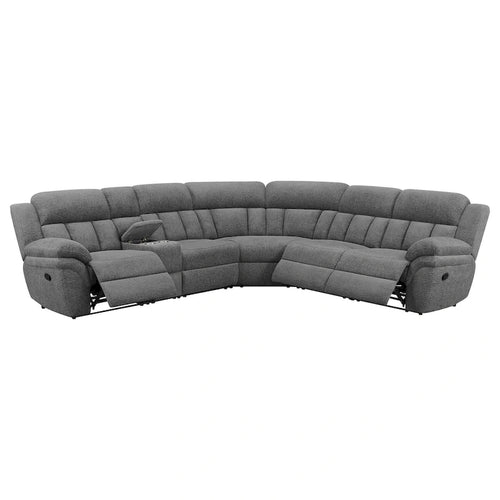 Canapé sectionnel modulaire 6 places, chenille gris foncé, inclinable manuel