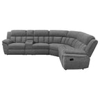 Canapé sectionnel modulaire 6 places, chenille gris foncé, inclinable manuel