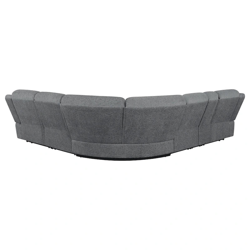 Canapé sectionnel modulaire 6 places, chenille gris foncé, inclinable manuel