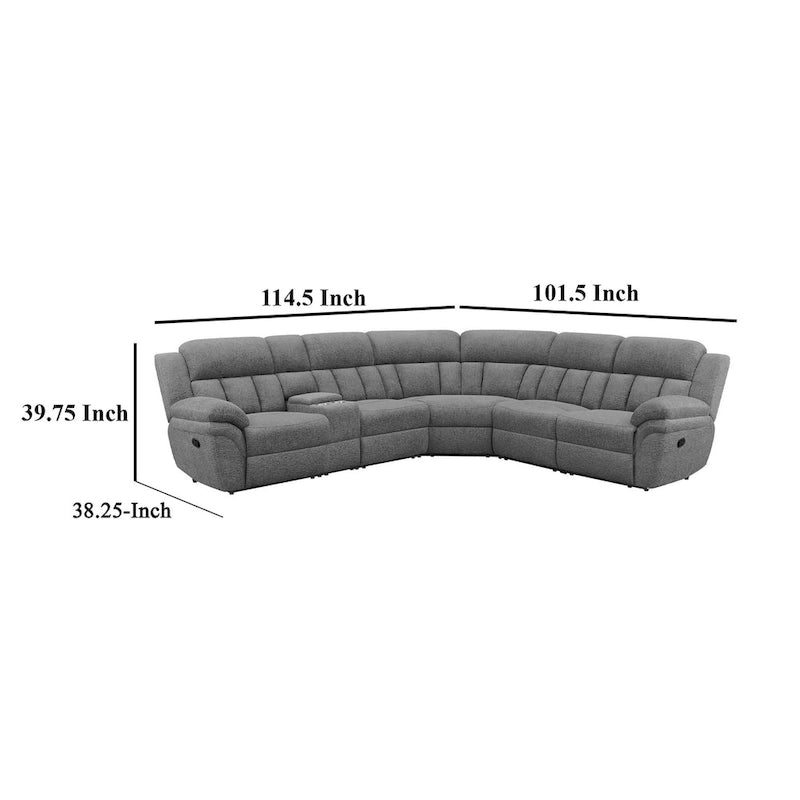 Canapé sectionnel modulaire 6 places, chenille gris foncé, inclinable manuel