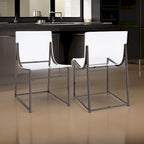 Dino Dining Chair Set of 2, Clear Acrylic Seat, Back, Black Nickel, 18 Inch