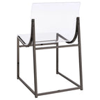 Chaise de salle à manger Dino, assise et dossier en acrylique transparent, nickel noir, 18 pouces
