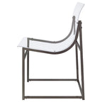 Chaise de salle à manger Dino, assise et dossier en acrylique transparent, nickel noir, 18 pouces