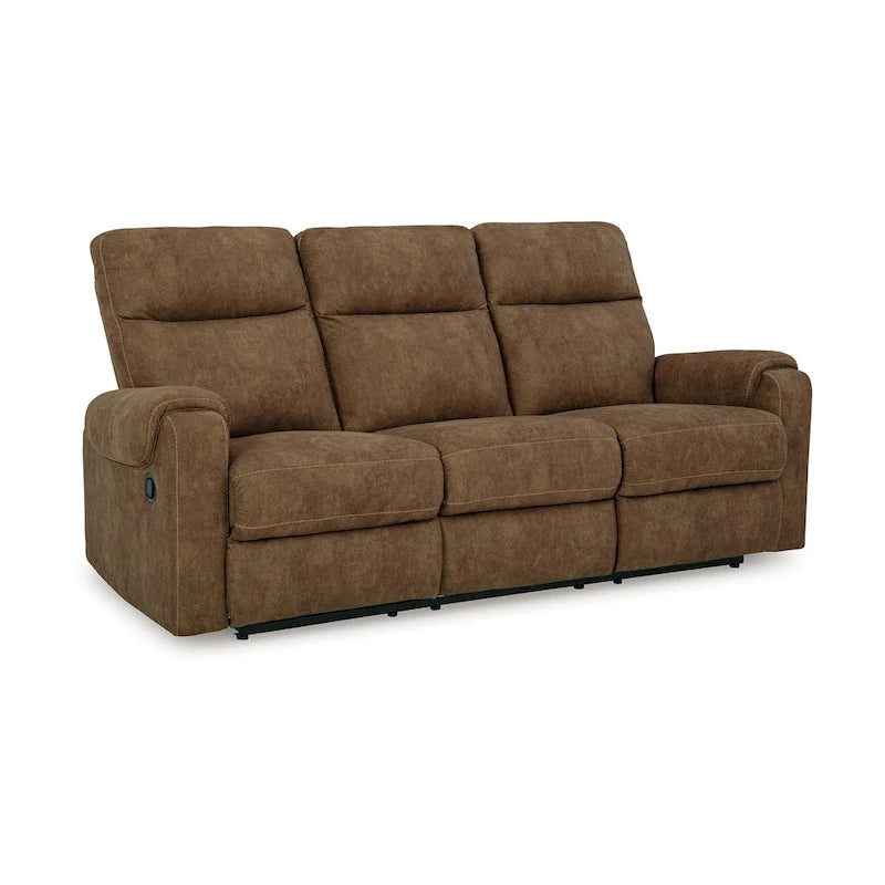  Manual Recliner Sofa, 86 Inch, Classic Foam, Brown Faux Leather