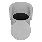 Fauteuil pivotant en tissu bouclé avec rangement pour salon, gris