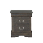 Table de chevet en bois avec 2 tiroirs et poignées en métal