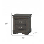 Table de chevet en bois avec 2 tiroirs et poignées en métal