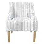 Fauteuil Yolu, imprimé rayé style ferme, polyester bleu et blanc