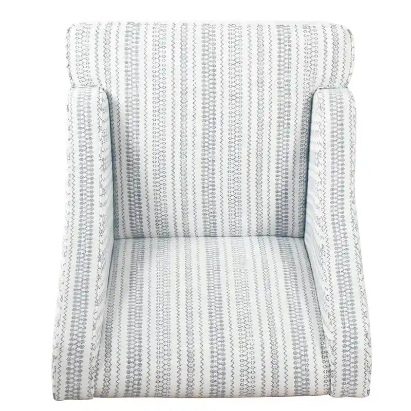 Fauteuil Yolu, imprimé rayé style ferme, polyester bleu et blanc