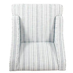 Fauteuil Yolu, imprimé rayé style ferme, polyester bleu et blanc