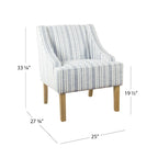 Fauteuil Yolu, imprimé rayé style ferme, polyester bleu et blanc