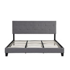 Lit plateforme capitonné Queen Size avec tête de lit capitonnée