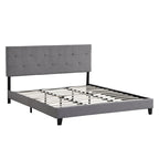 Lit plateforme capitonné Queen Size avec tête de lit capitonnée