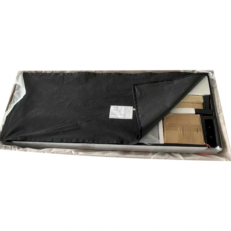 Lit plateforme capitonné Queen Size avec tête de lit capitonnée