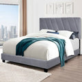 Lit Queen Size rembourré réglable gris de style moderne pour chambre à coucher
