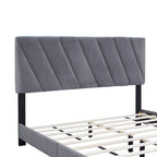 Lit Queen Size rembourré réglable gris de style moderne pour chambre à coucher