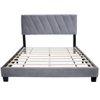 Lit Queen Size rembourré réglable gris de style moderne pour chambre à coucher