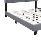 Lit Queen Size rembourré réglable gris de style moderne pour chambre à coucher